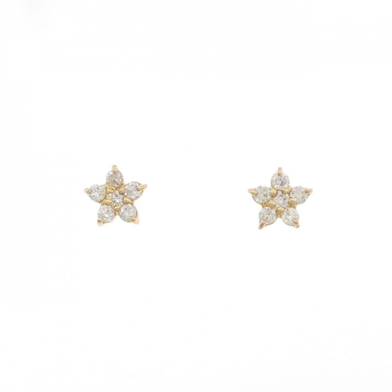 [新品] K18YG 花朵钻石耳环 0.20CT