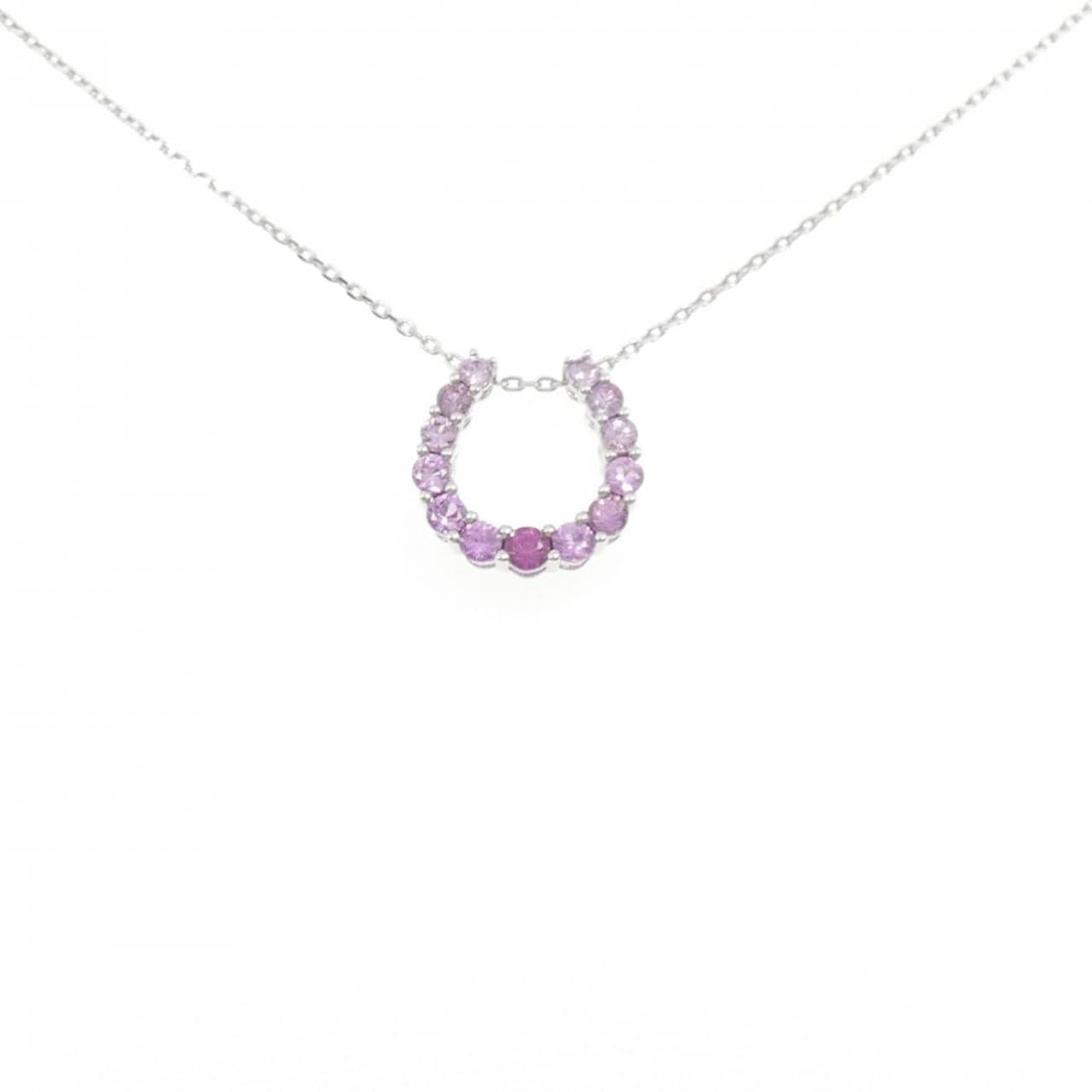 K18WG ホースシュー サファイヤ ネックレス 0.99CT