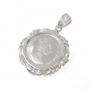 PT900(枠) ダイヤモンド コイン ペンダント 0.08CT