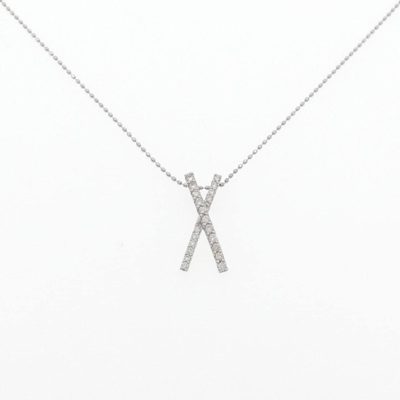 PT950/PT850 クロス ダイヤモンド ネックレス 0.20CT