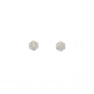 K14WG フラワー ダイヤモンド ピアス 0.22CT