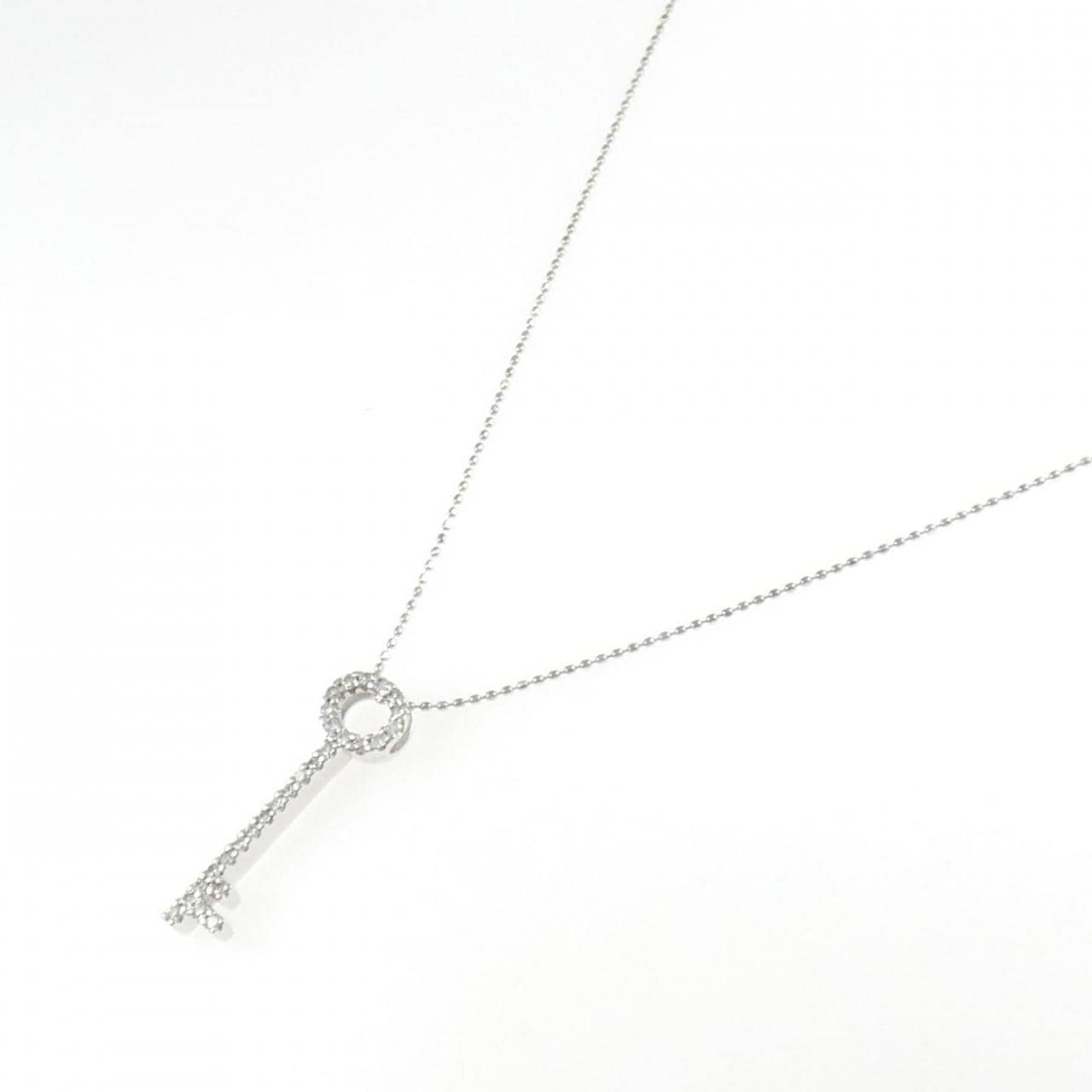 K18WG キー ダイヤモンド ネックレス 0.27CT
