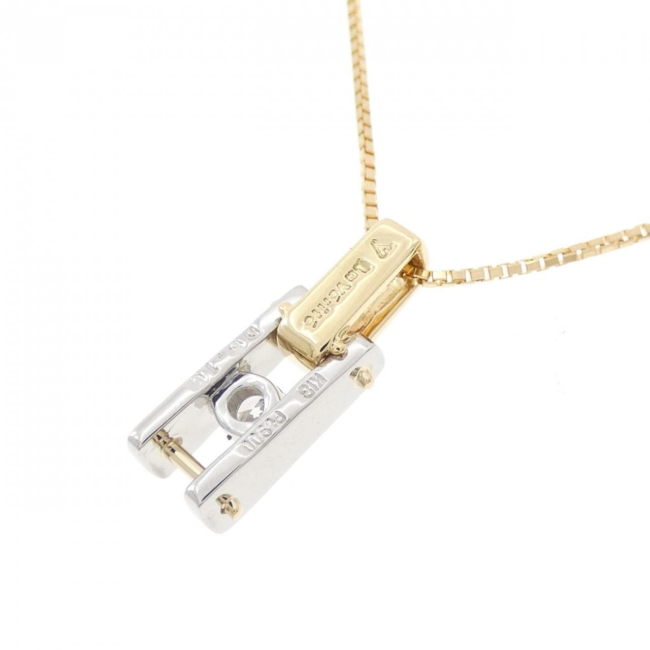 K18YG/PT900 ダイヤモンド ネックレス 0.10CT