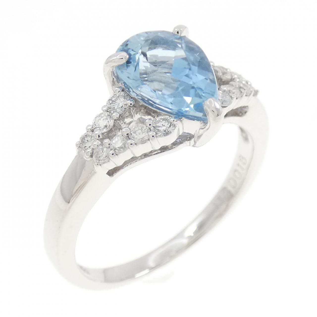 K18WG アクアマリン リング 1.12CT