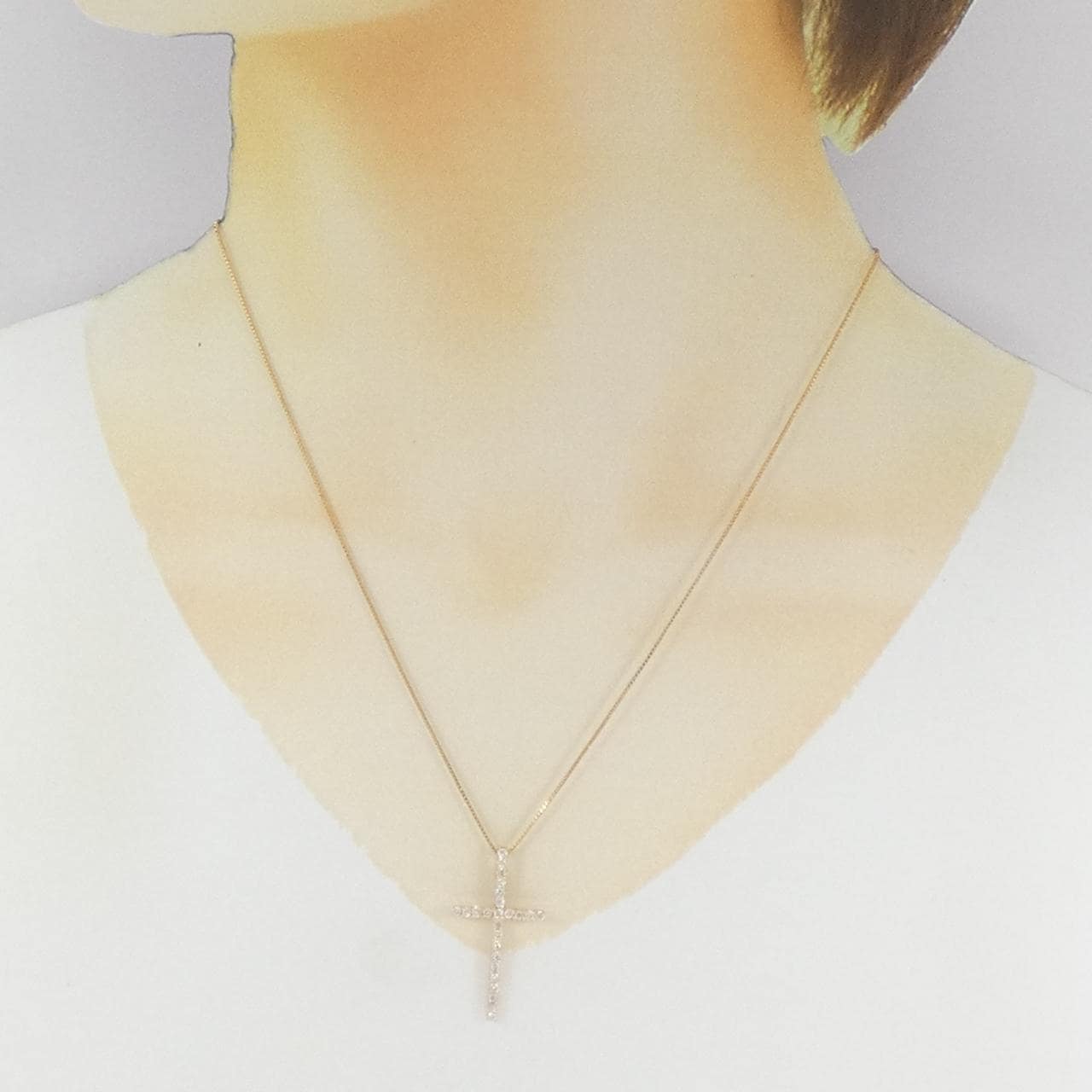 K18PG クロス ダイヤモンド ネックレス 0.50CT