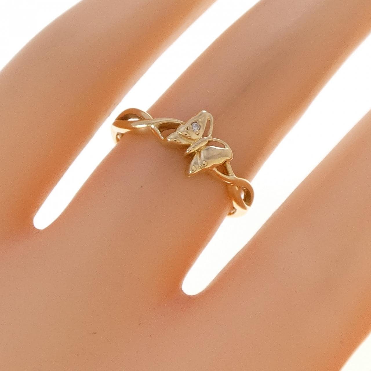 K18YG バタフライ ダイヤモンド リング