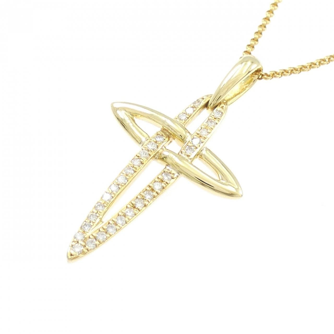 K18YG クロス ダイヤモンド ネックレス 0.20CT