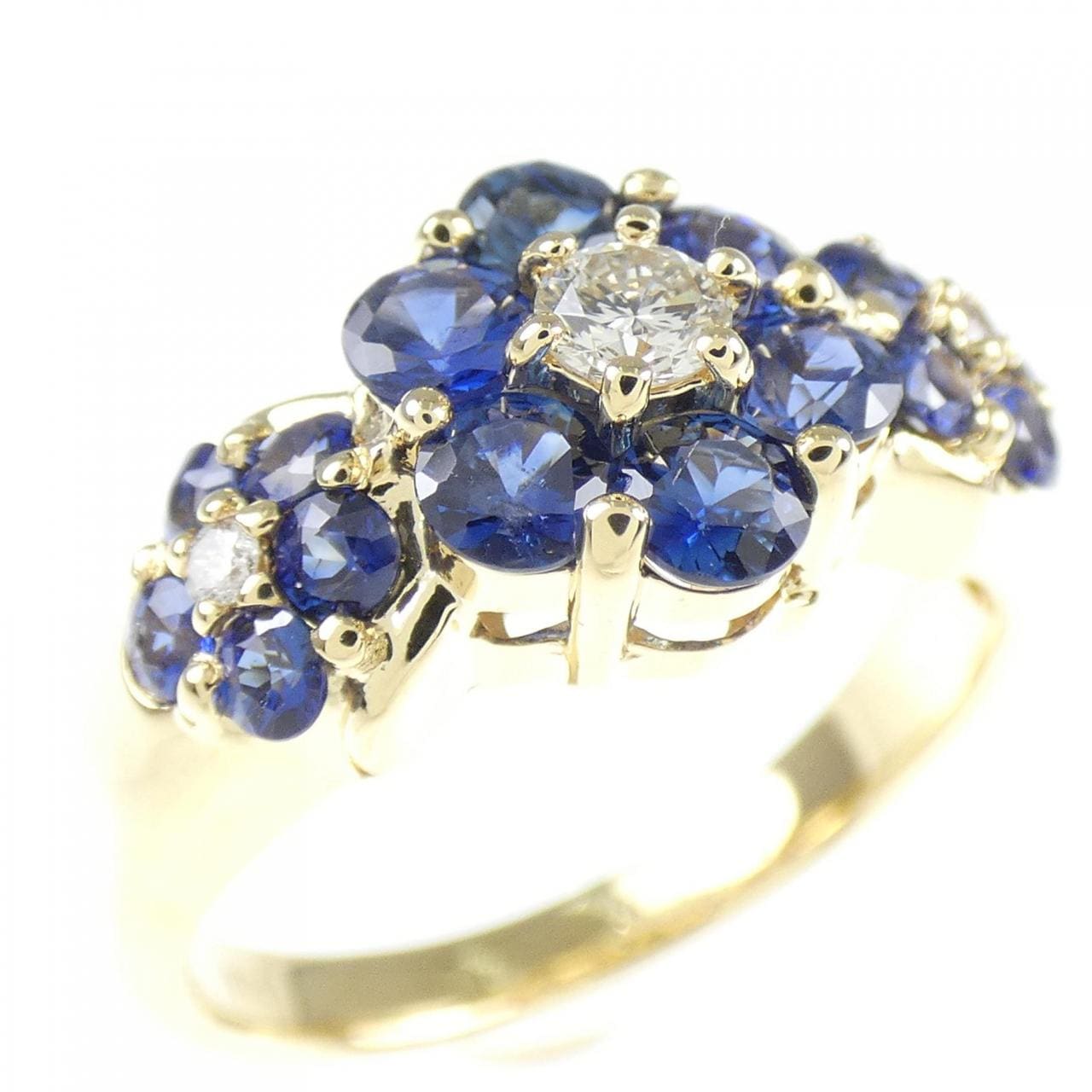 K18YG Flower Sapphire Ring 1.20CT