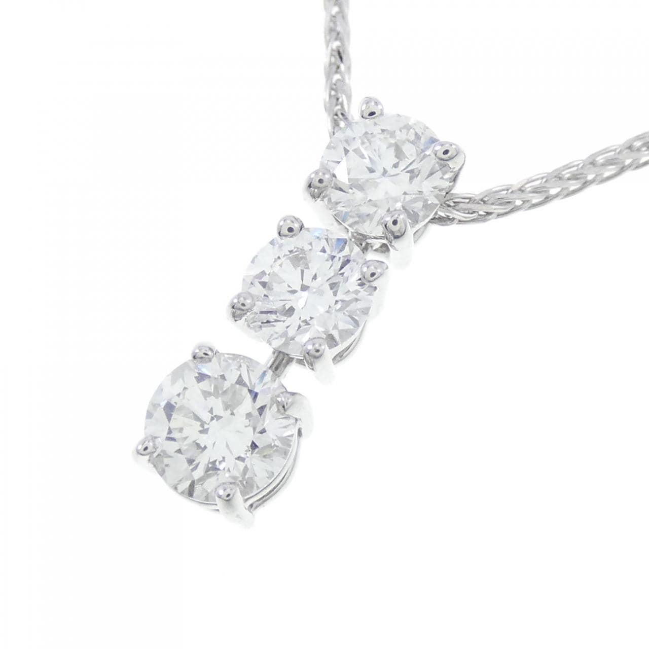 PT/K18WG three stone Diamond necklace 1.00CT
