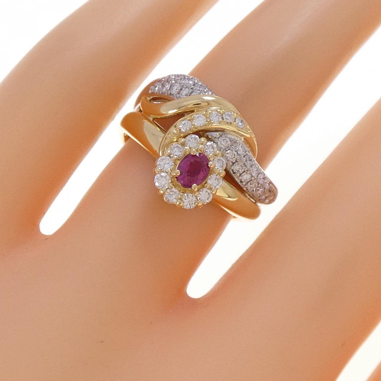 K18YG/PT900 ルビー リング 0.22CT