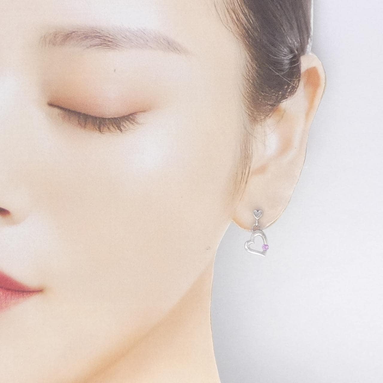 PT900 ハート サファイヤ ピアス 0.188CT