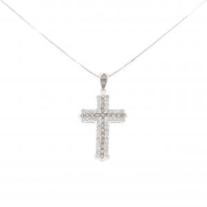 K18WG クロス ダイヤモンド ネックレス 0.76CT