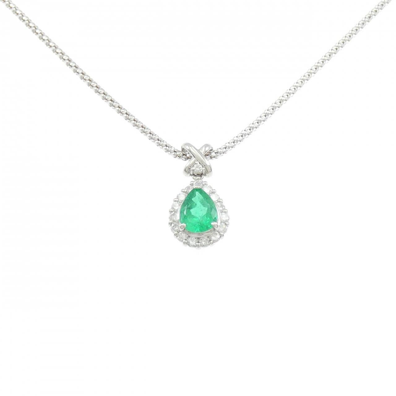 PT900/K18WG エメラルド ネックレス 0.95CT