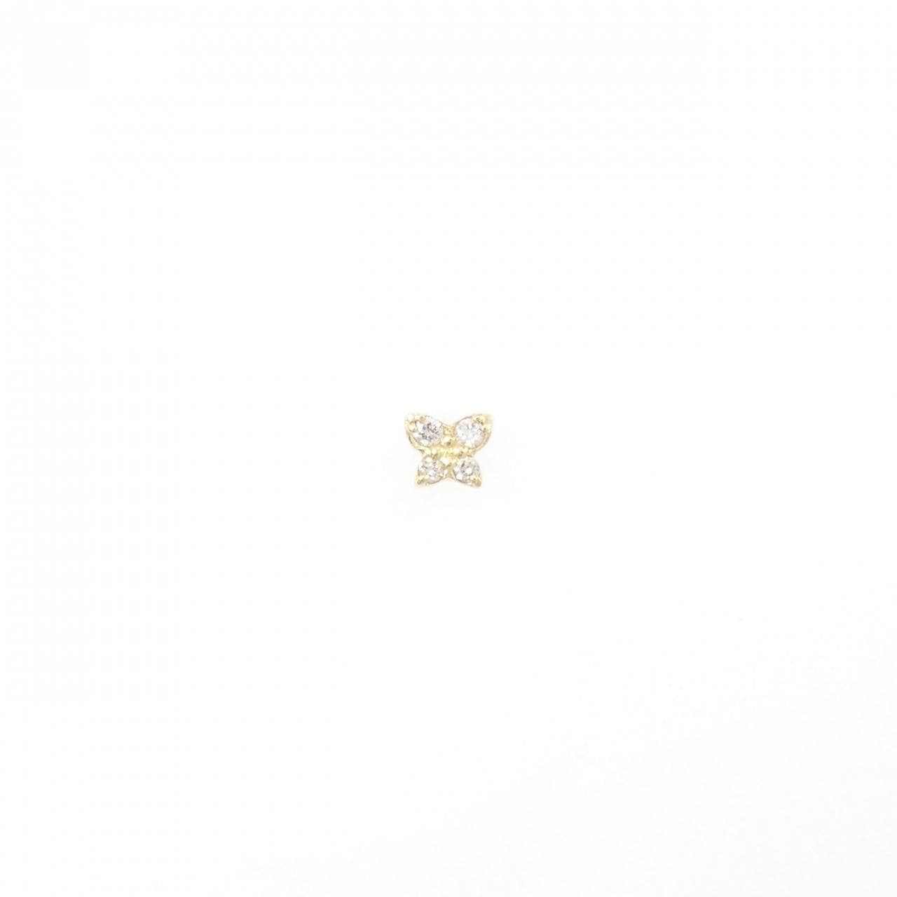 【新品】K18YG バタフライ ダイヤモンド ピアス 片耳 0.02CT