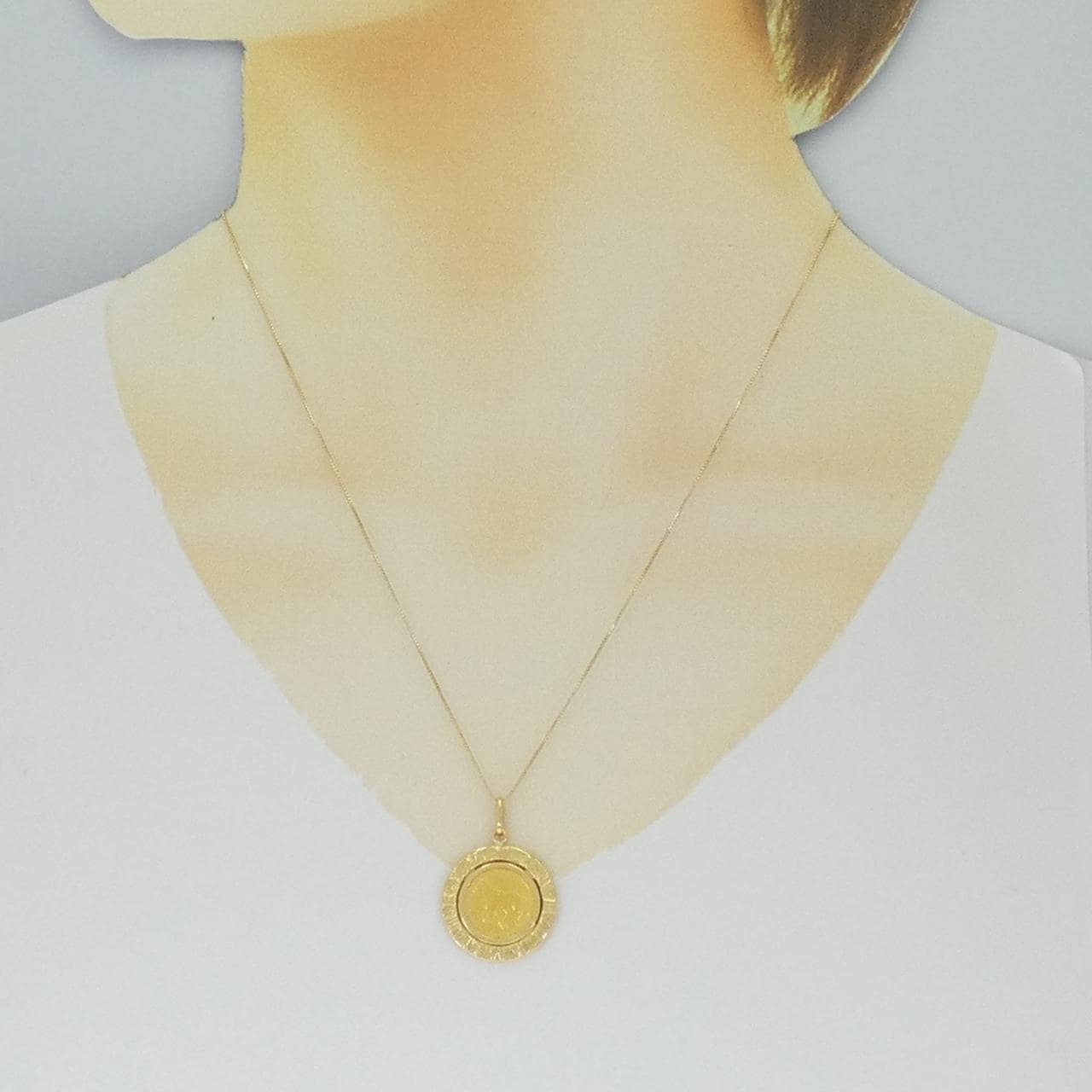 K18YG (框) 硬币项链