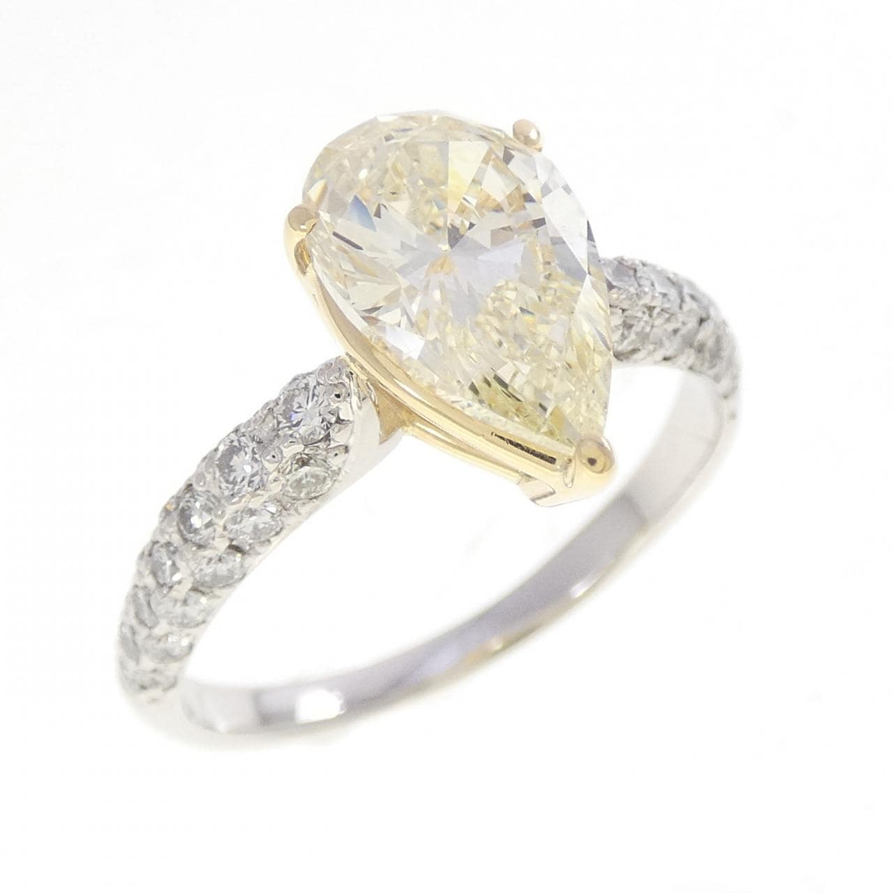 PT900/K18YG ダイヤモンド リング 2.054CT LY SI1 ペアシェイプ