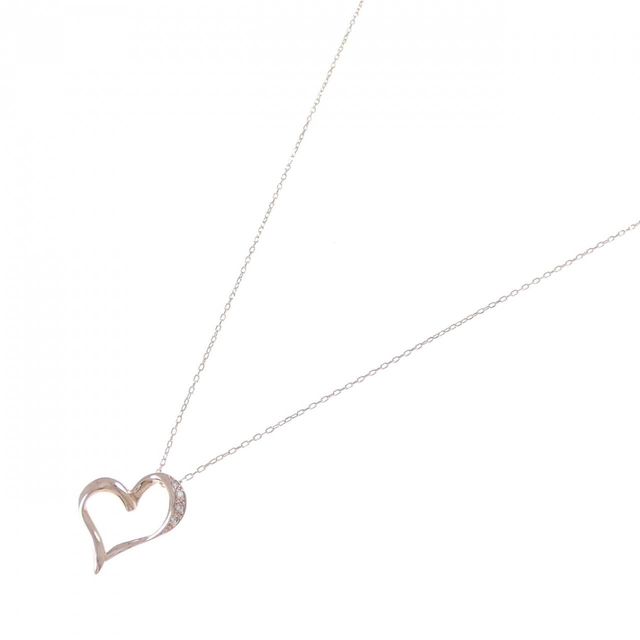 K10PG ハート ダイヤモンド ネックレス