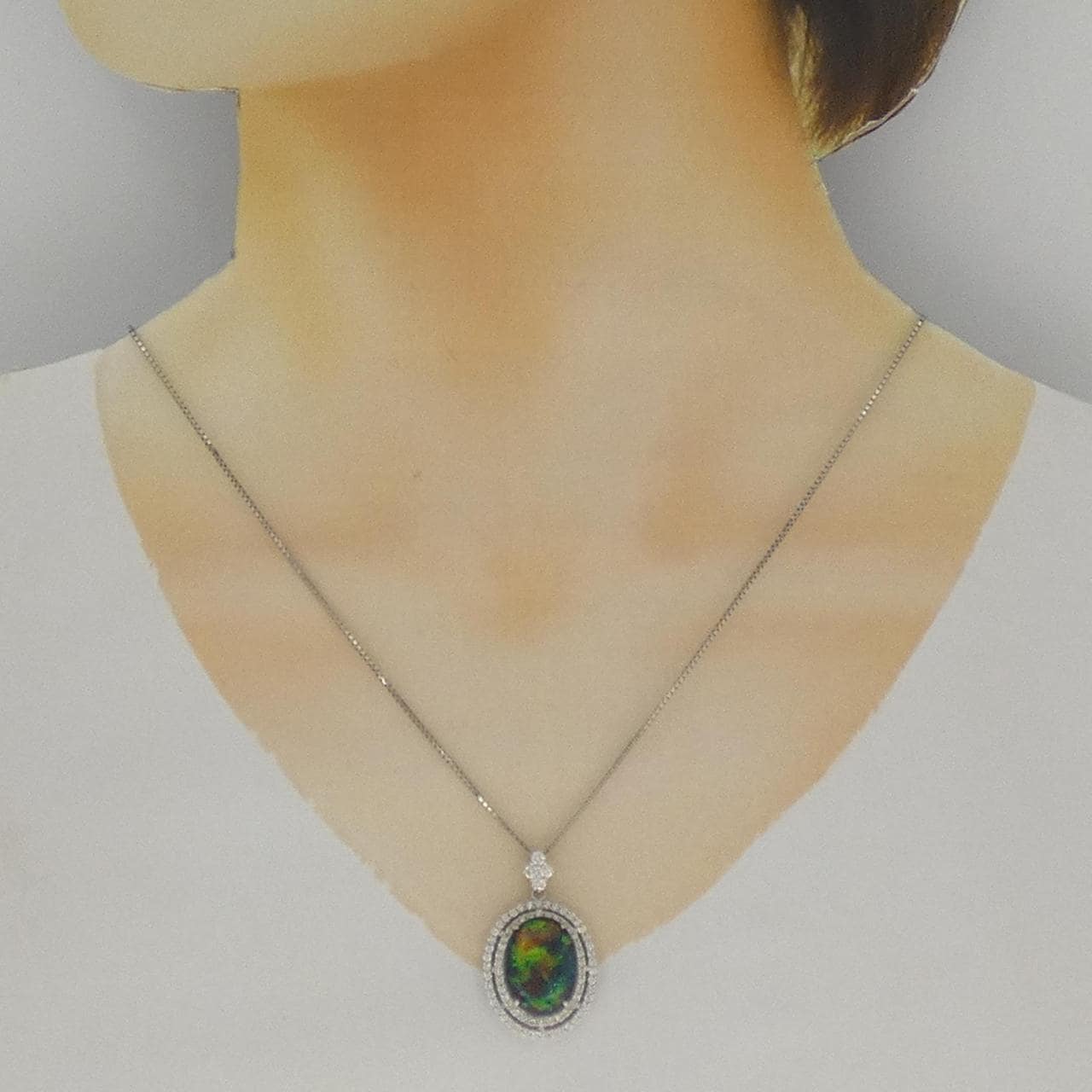 【リメイク】PT900/PT850 ブラックオパール ネックレス 8.206CT