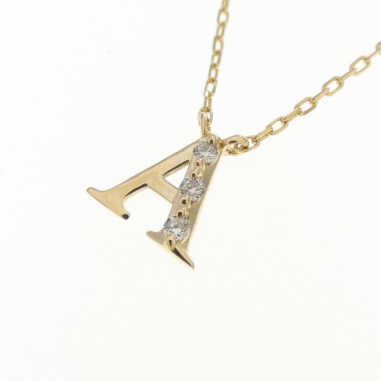 K18YG イニシャルA ダイヤモンド ネックレス