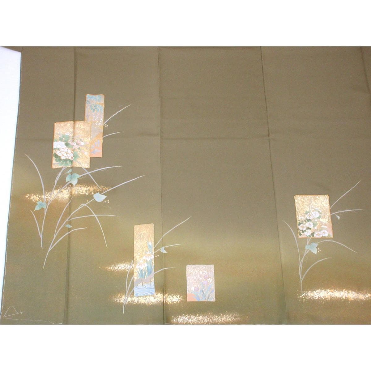 【未使用品】訪問着　友禅金彩加工　刺繍入り　ボカシ染　身丈Ｓ寸