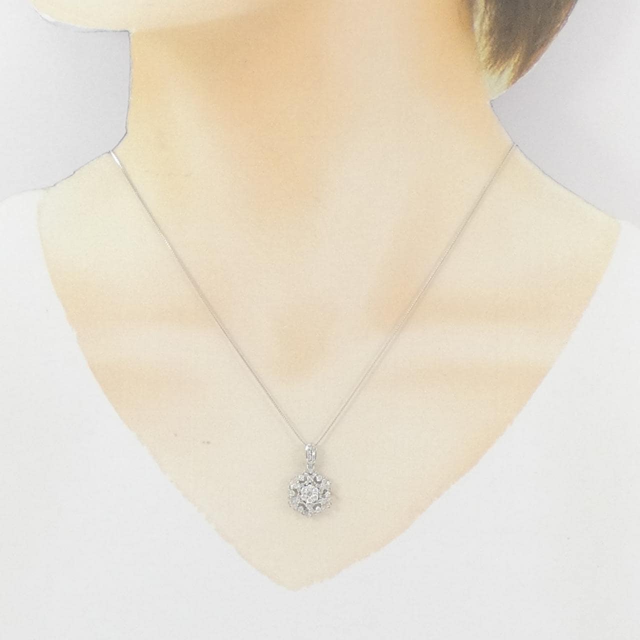 K18WG スノーフレーク ダイヤモンド ネックレス 0.50CT