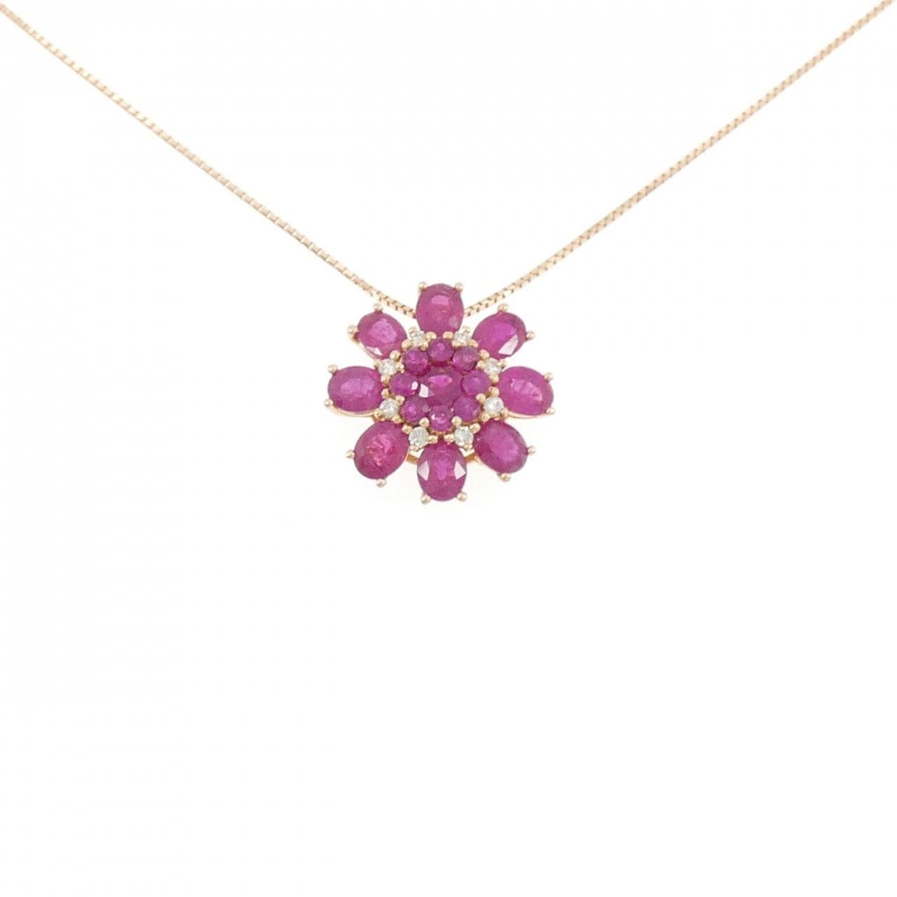 K18PG ルビー ネックレス 3.32CT