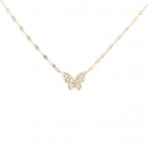 K10YG バタフライ ダイヤモンド ネックレス 0.04CT