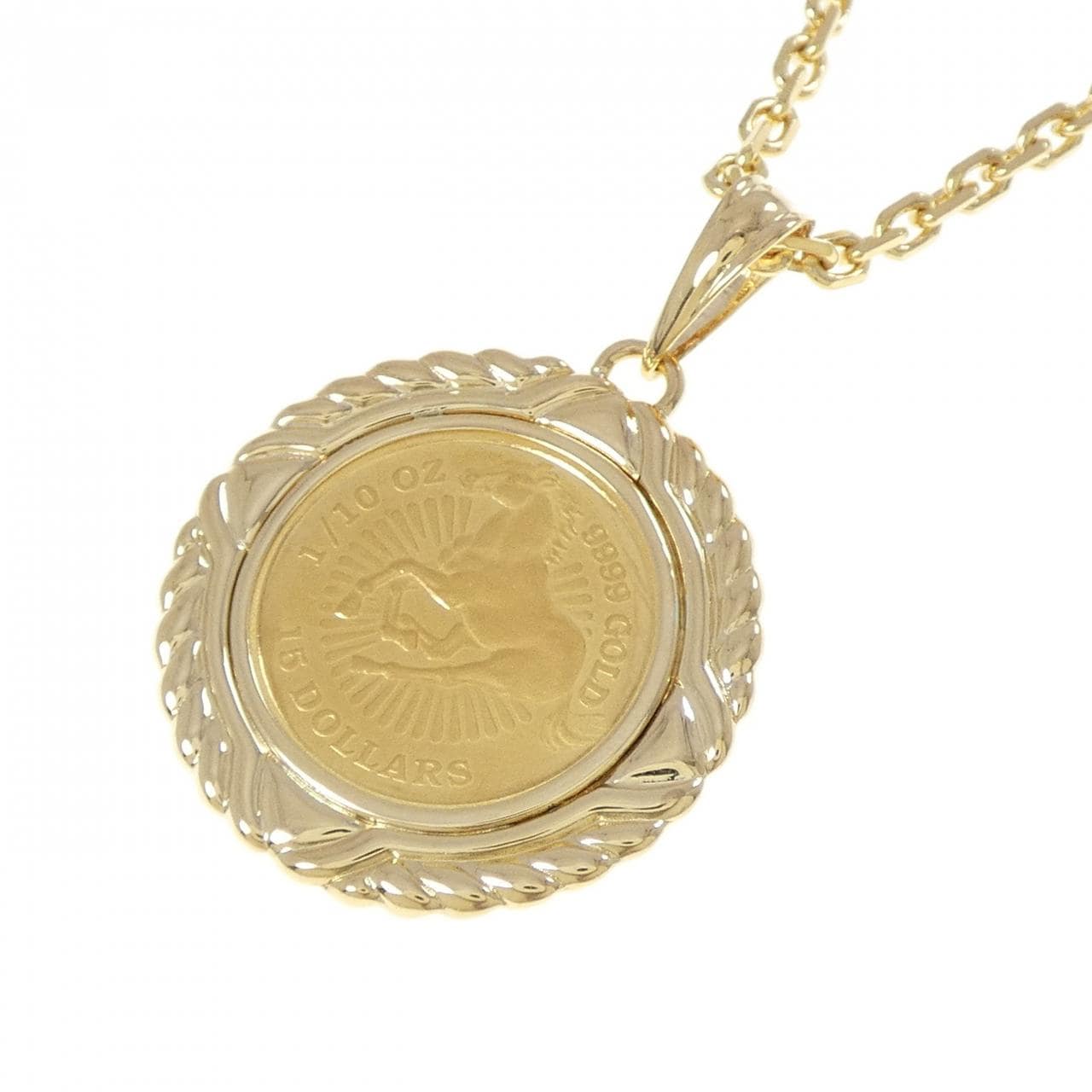 K18YG(枠) コイン ネックレス