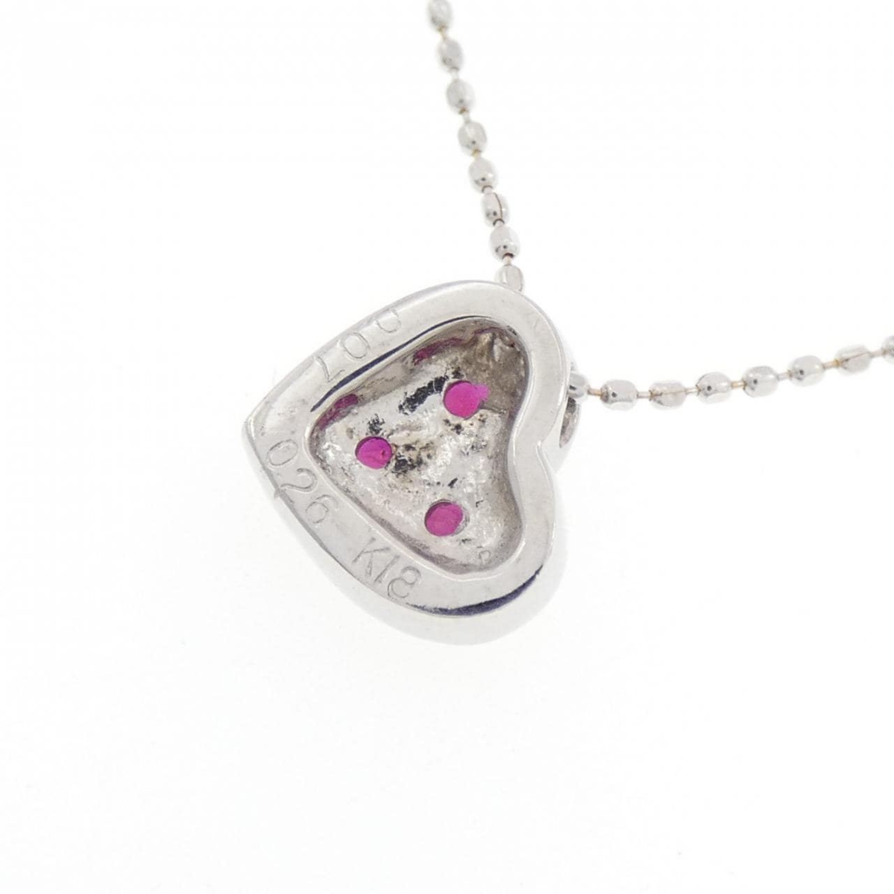 K18WG ハート ルビー ネックレス 0.26CT