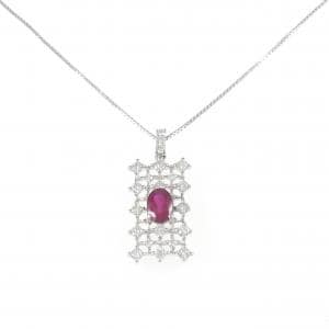 K18WG ルビー ネックレス 1.05CT