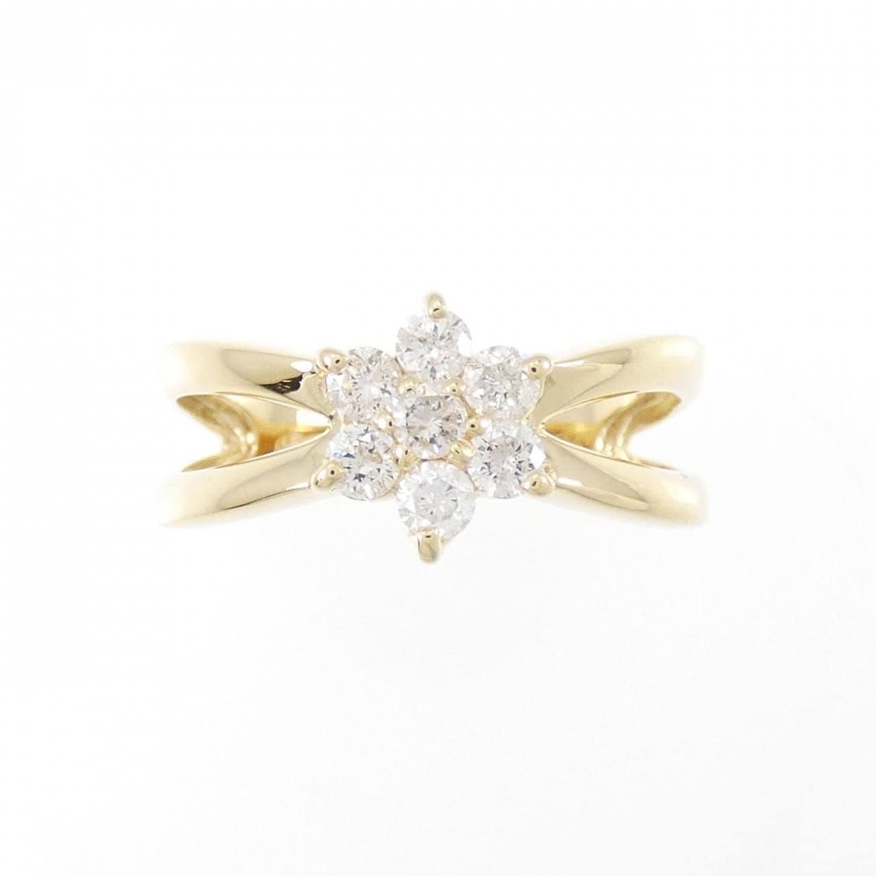 K18YG flower Diamond ring 0.36CT