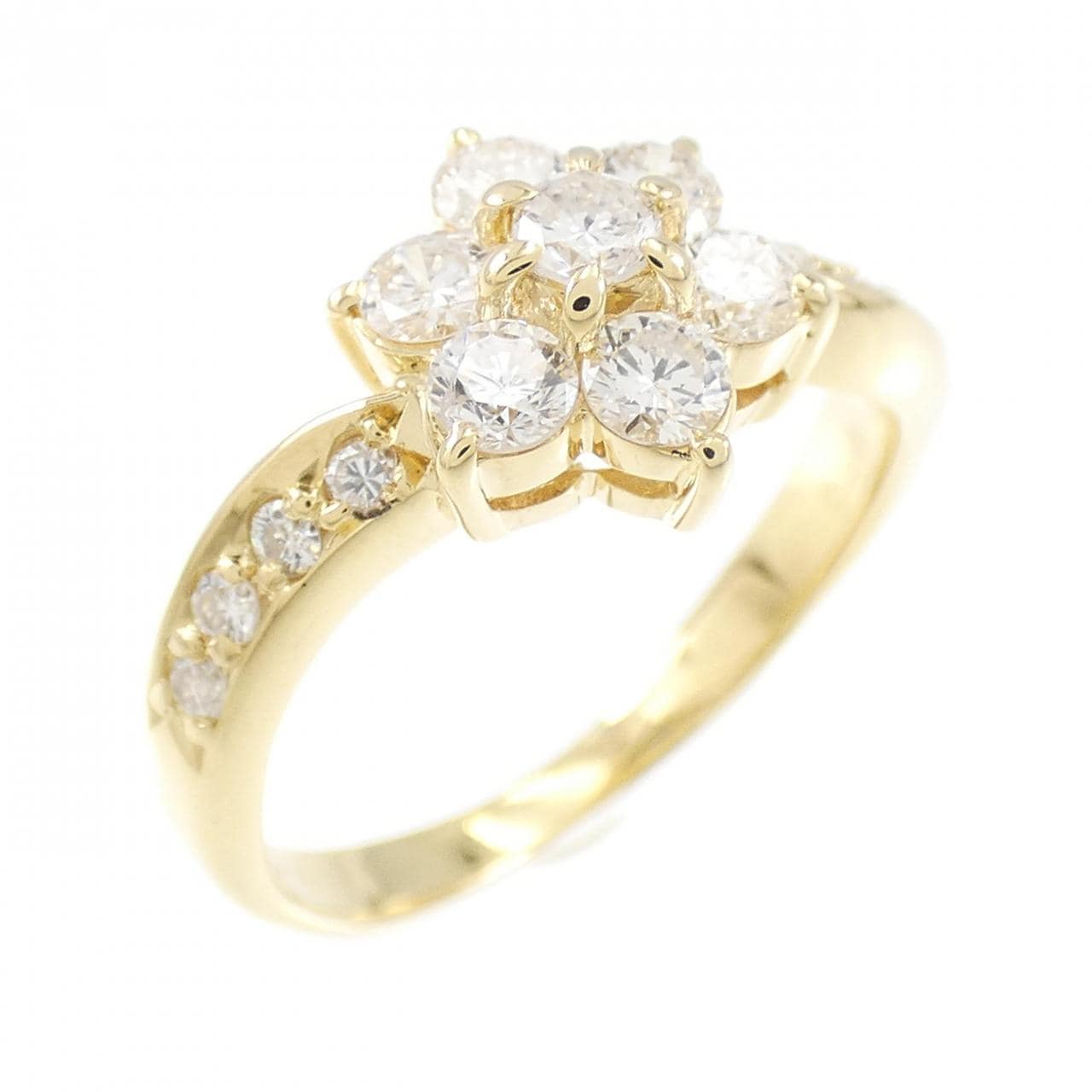 K18YG フラワー ダイヤモンド リング 0.55CT