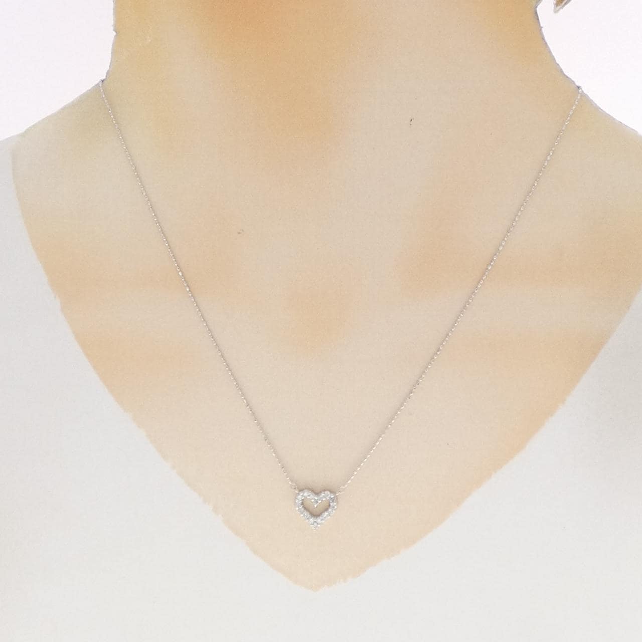 K10WG ハート ダイヤモンド ネックレス 0.30CT