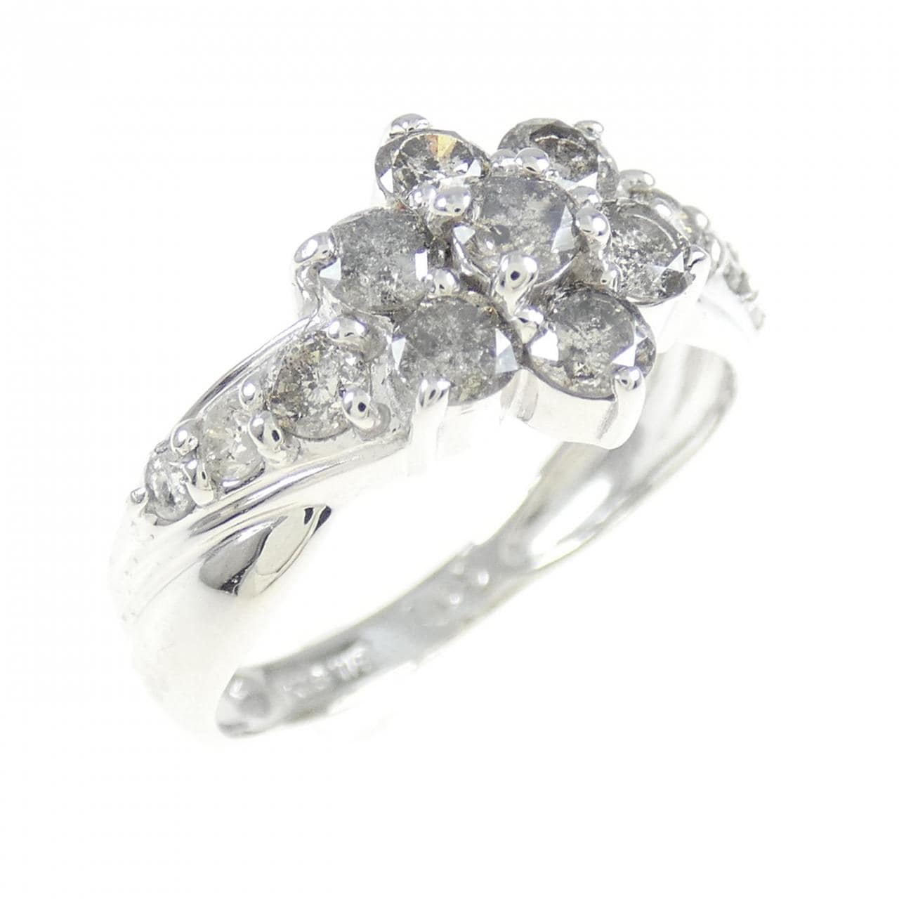 K18WG フラワー ダイヤモンド リング 1.09CT