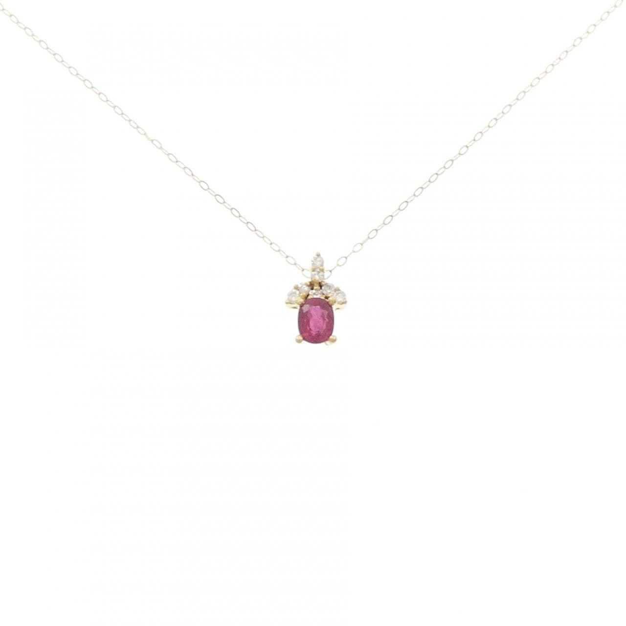 18KTYG/14KTYG ルビー ネックレス 0.58CT