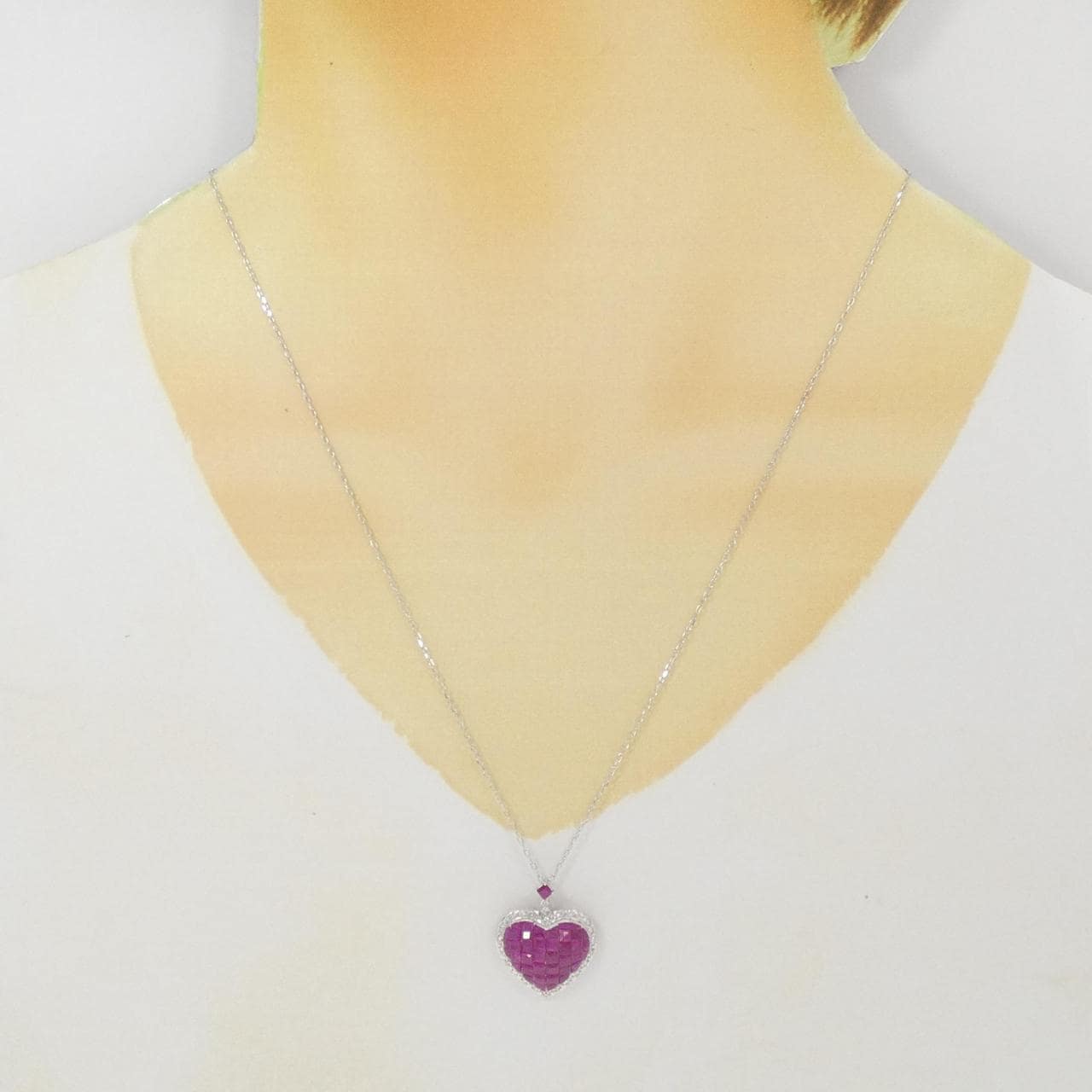 K18WG Heart Ruby Necklace 2.30CT