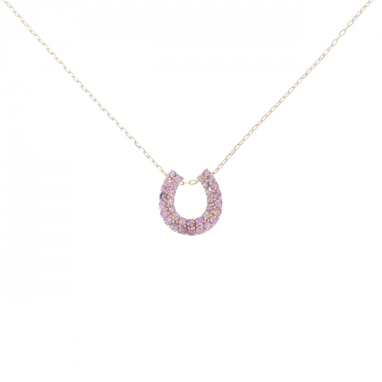 K18PG ホースシュー サファイヤ ネックレス 0.48CT