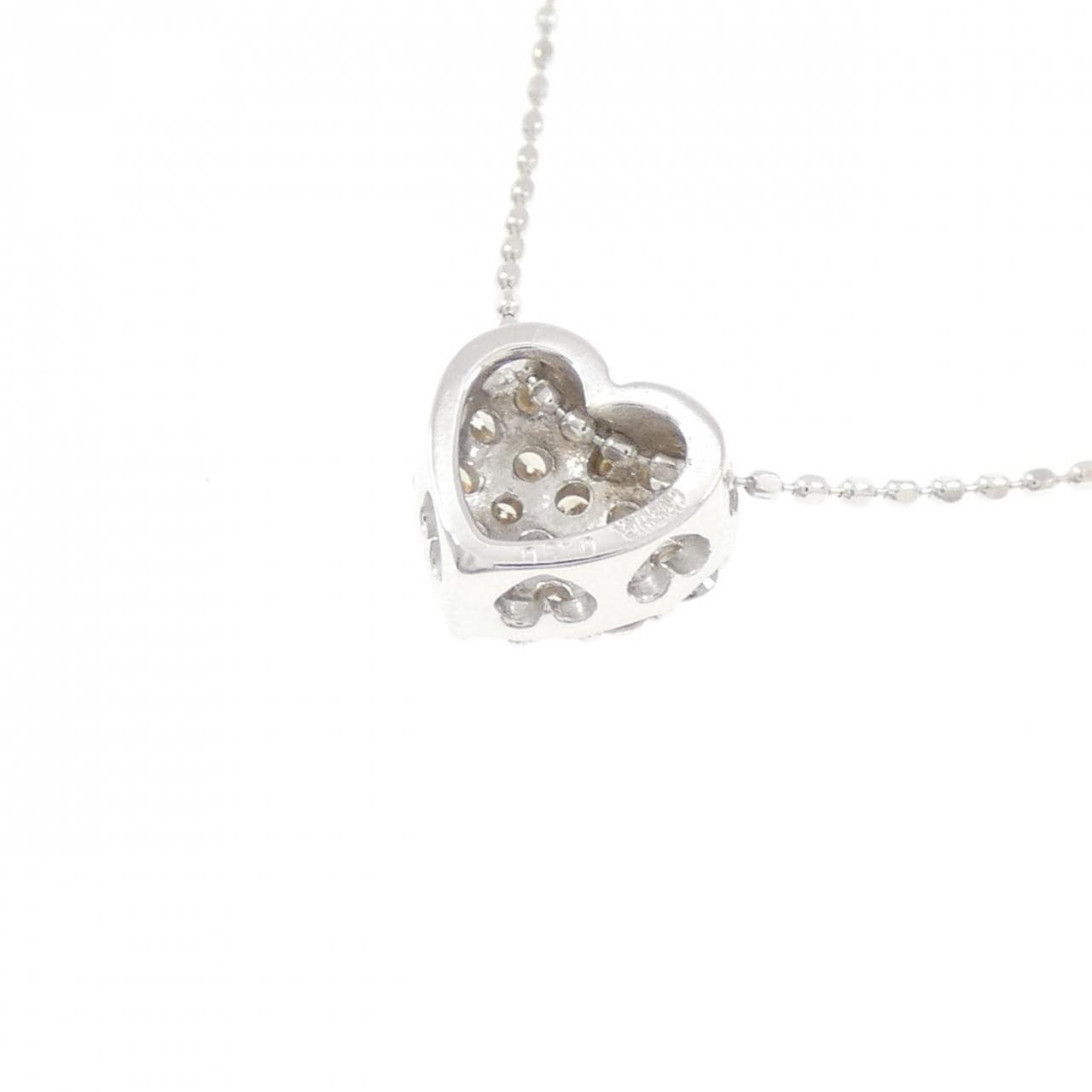 K18WG パヴェ ハート ダイヤモンド ネックレス 0.30CT