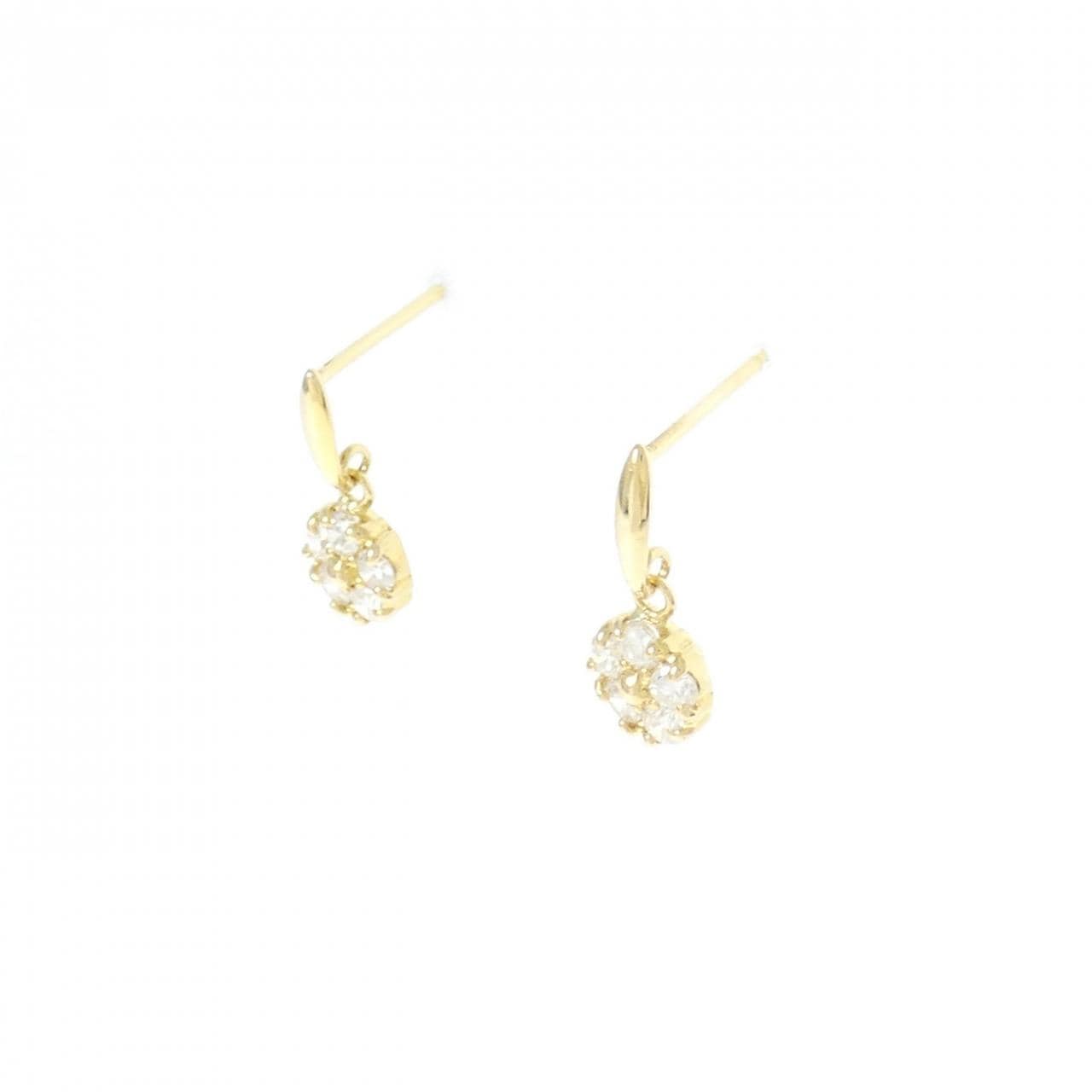 K18YG Flower Diamond Earrings 0.32CT