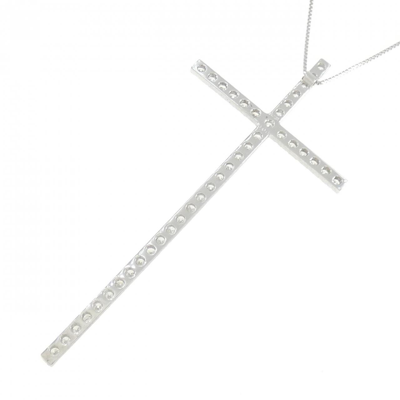 K18WG クロス ダイヤモンド ネックレス 1.00CT