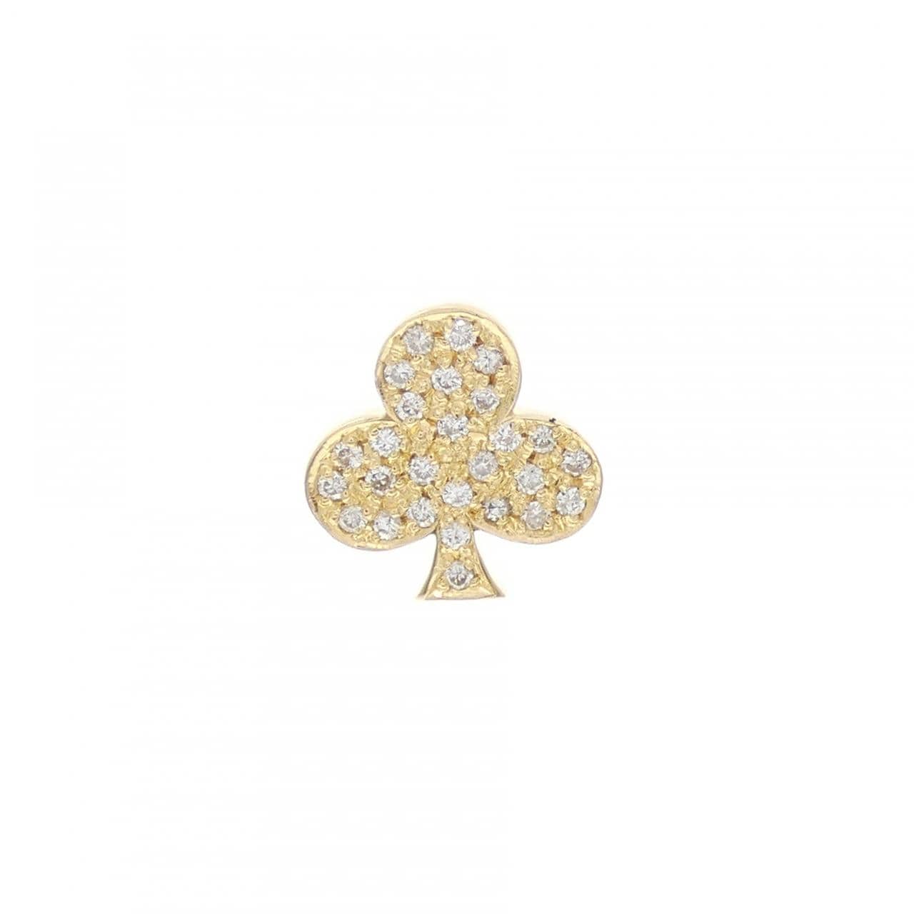 K18YG クローバー ダイヤモンド ピアス 0.14CT 片耳