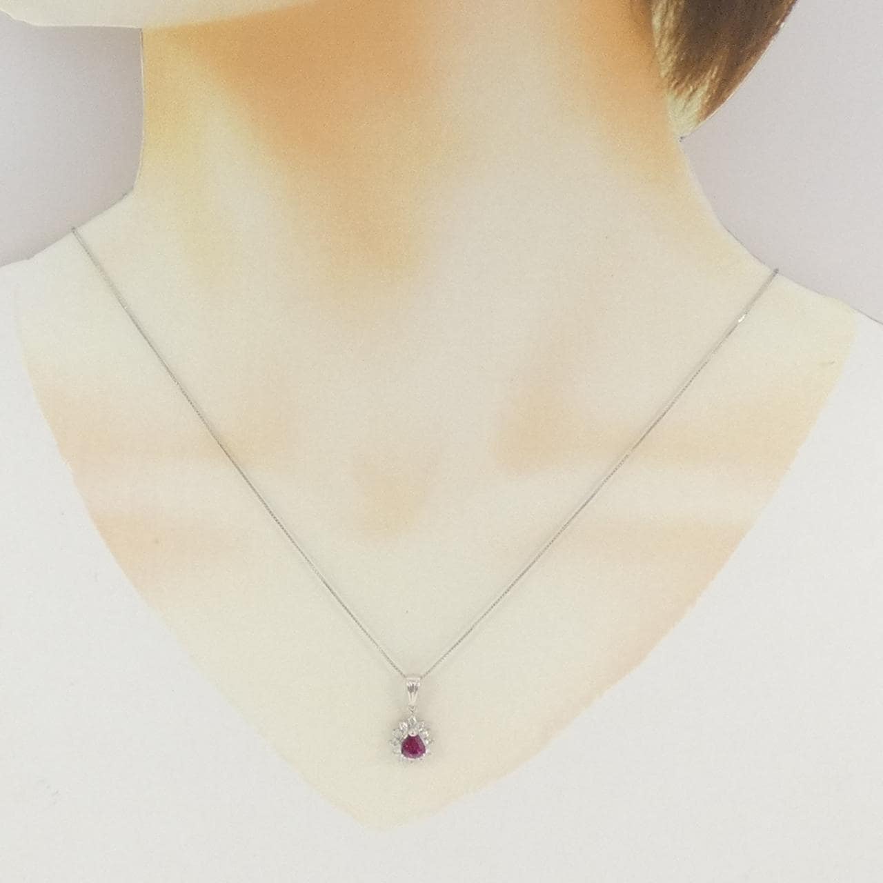 PT900/PT850 ルビー ネックレス 0.805CT