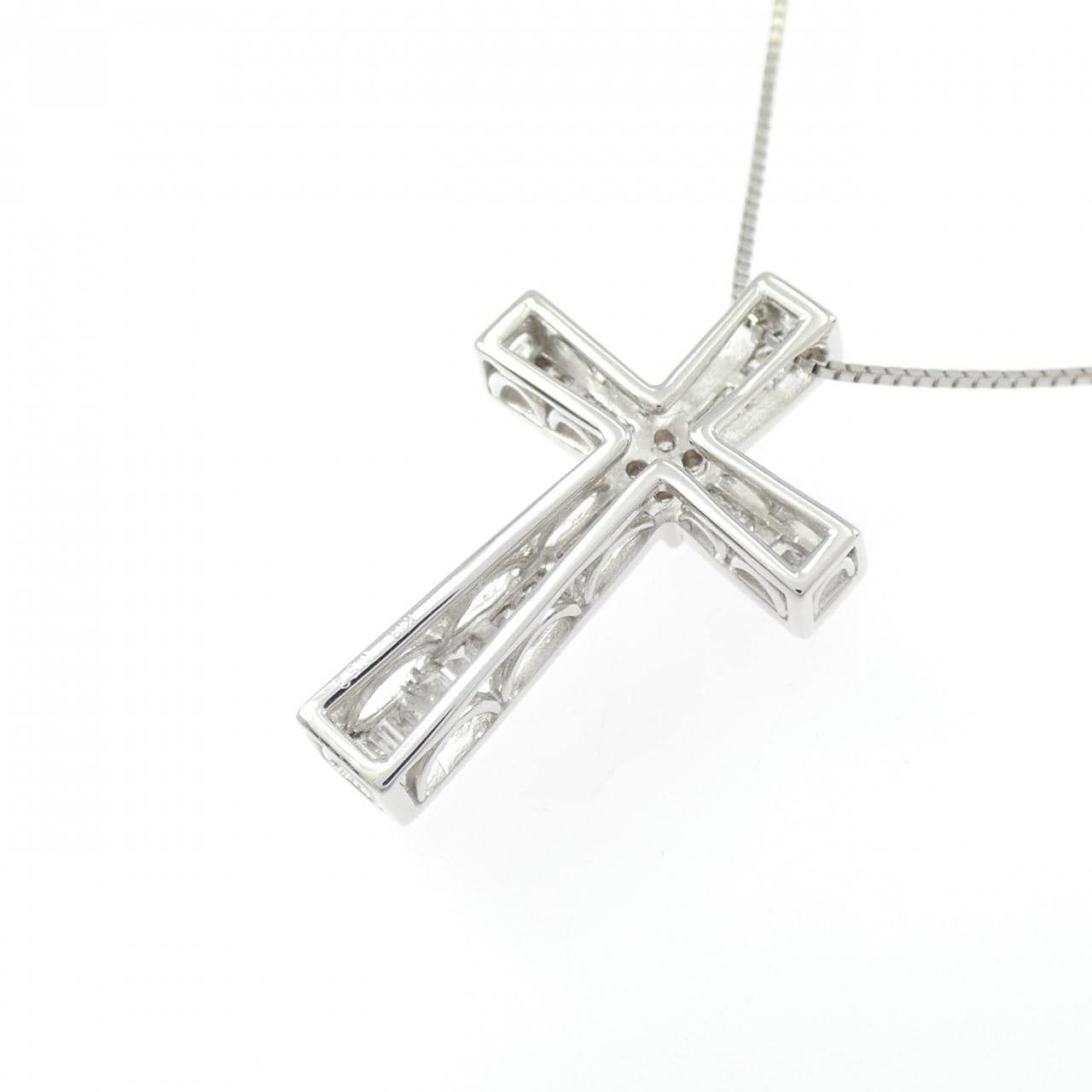 K18WG クロス ダイヤモンド ネックレス 0.52CT