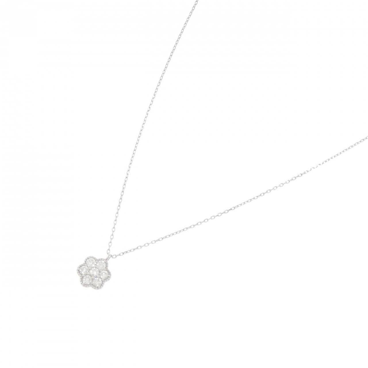 PT900/PT850 フラワー ダイヤモンド ネックレス 0.15CT