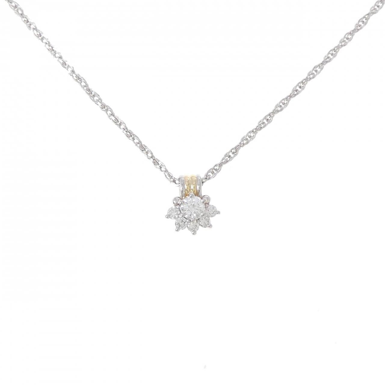 PT900/K18YG/PT850 ダイヤモンド ネックレス 0.15CT