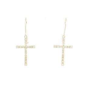 K18YG クロス ダイヤモンド ピアス 0.24CT