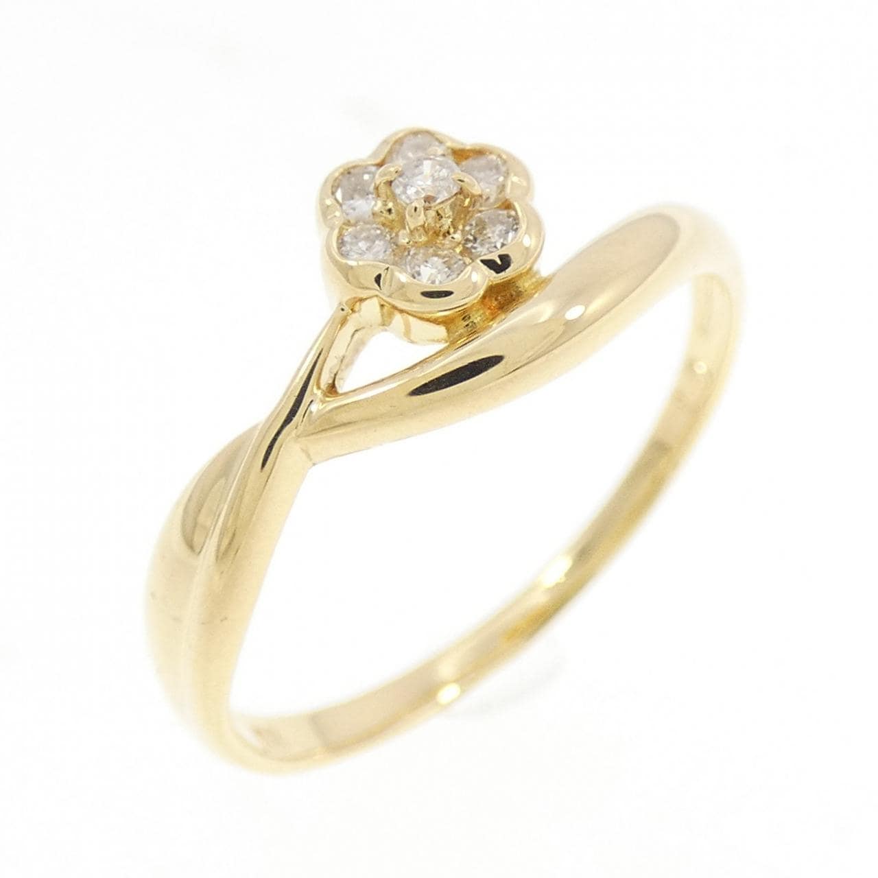 K18YG フラワー ダイヤモンド リング 0.1CT