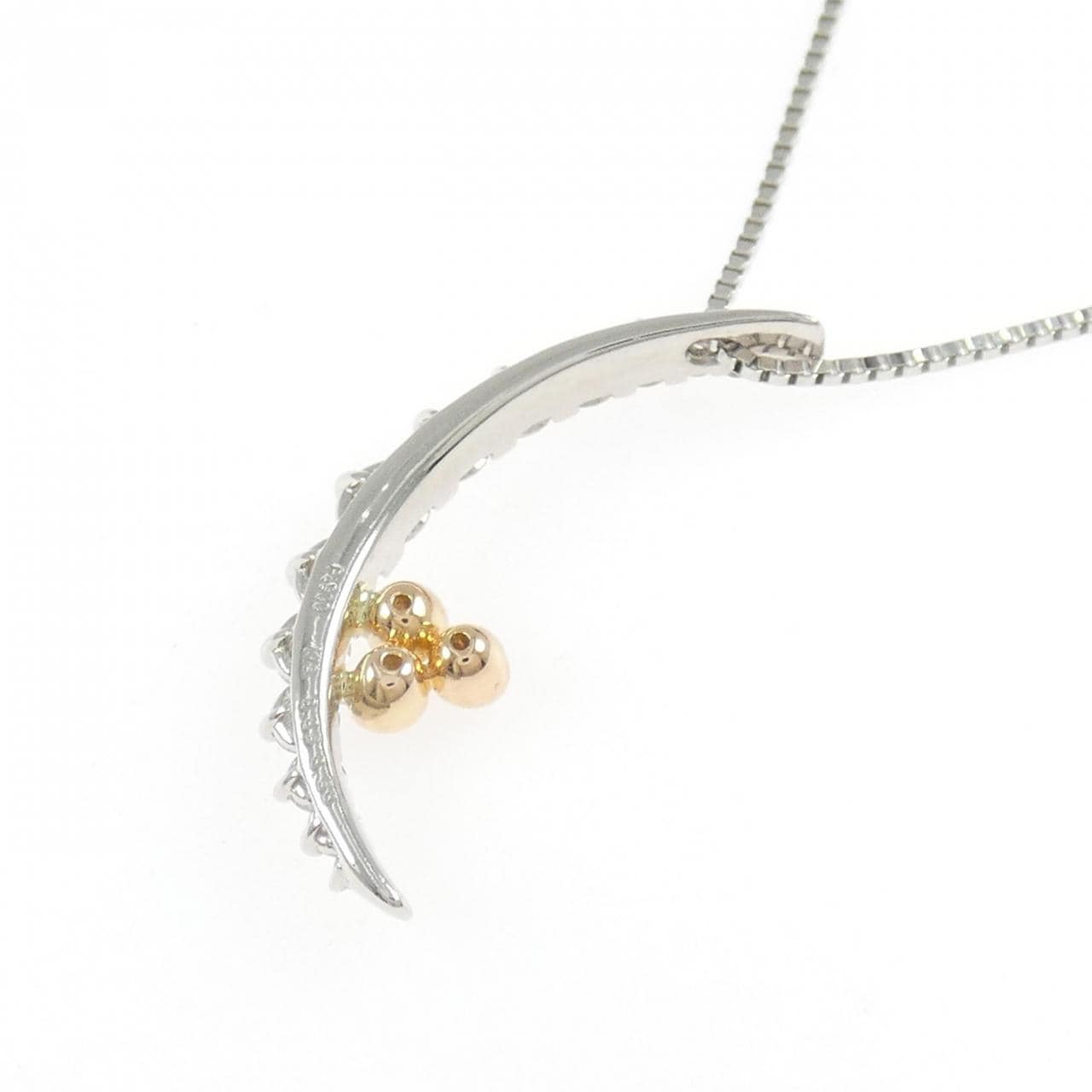 PT900/K18PG/PT850 ムーン ピンクダイヤモンド ネックレス 0.05CT