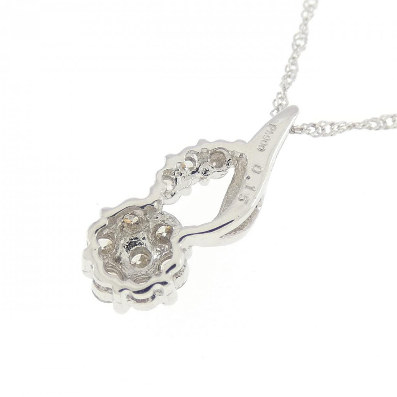 PT900/PT850 フラワー ダイヤモンド ネックレス 0.15CT