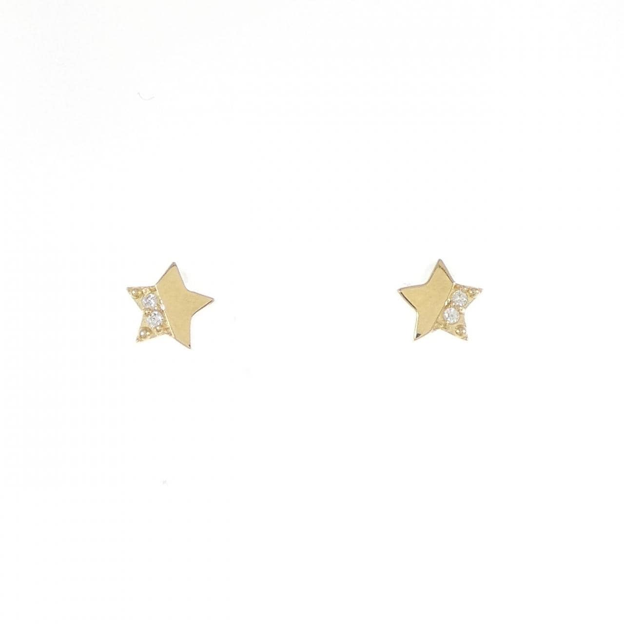 [新品] K18YG 星形钻石耳环 0.02CT